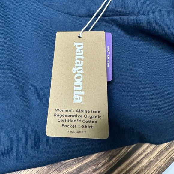 Patagonia Women's Alpine Icon Regenerative Organic Cotton Pocket Tee NWT Size XS - Picture 12 of 13